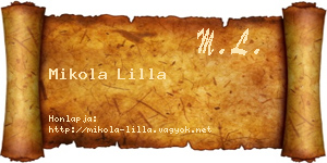 Mikola Lilla névjegykártya